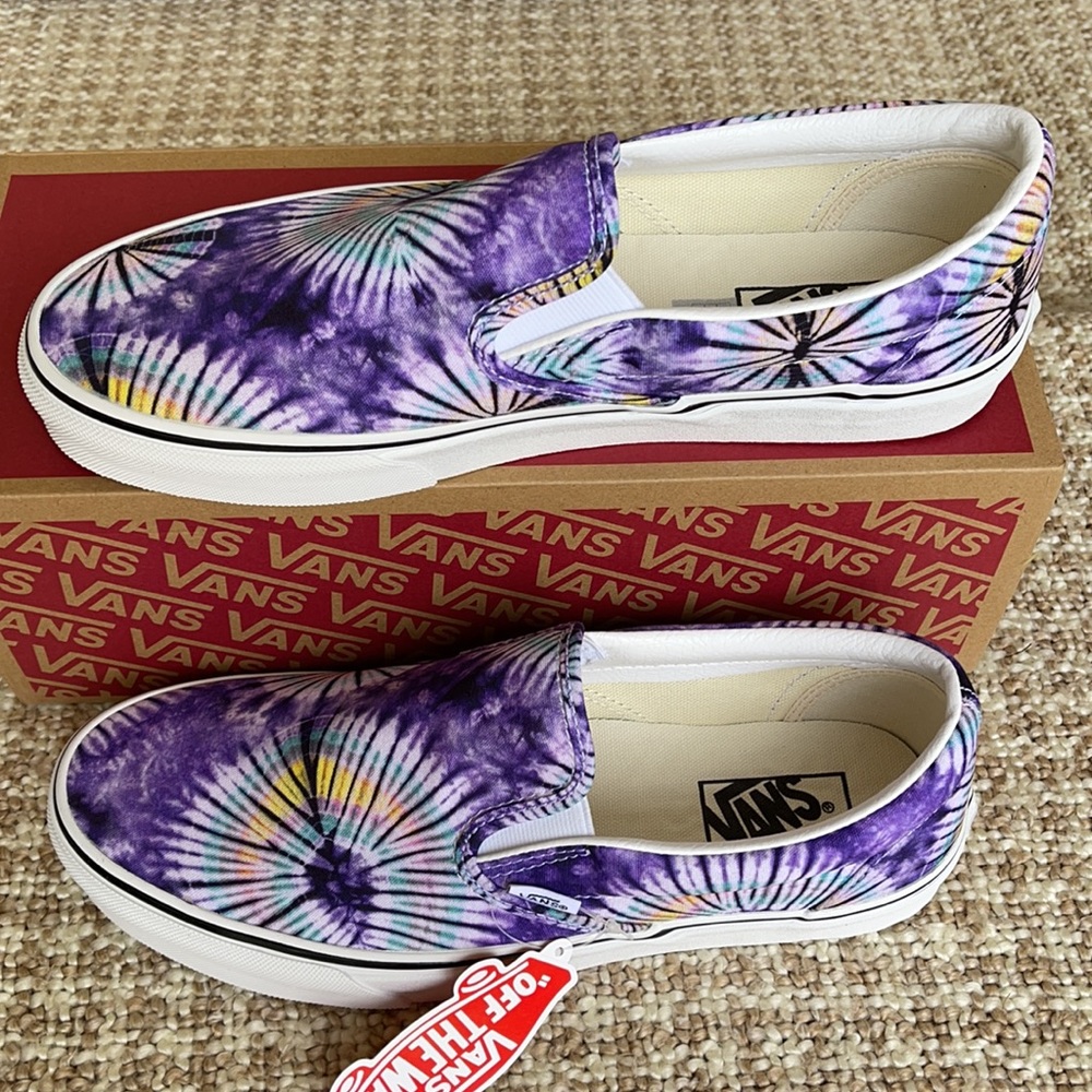 Vans Men’s Classic Slip-On New Age Purple Tie Dye Sneakers - Picture 4 of 16